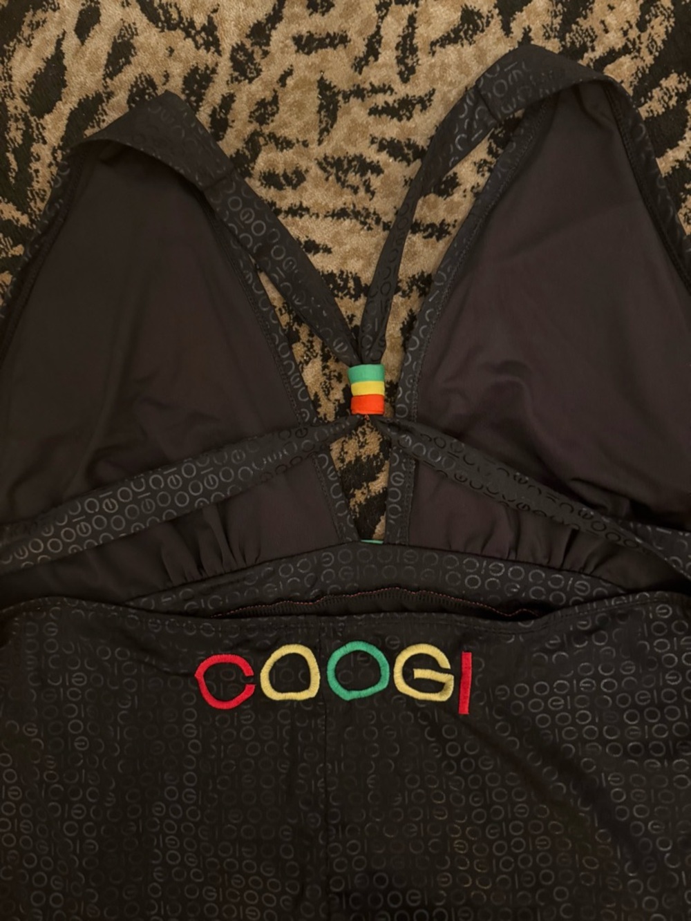 COOGI Vintage Y2K Black Halter Maxi Dress With Rasta Inspired Colored Waistband - Picture 8 of 9
